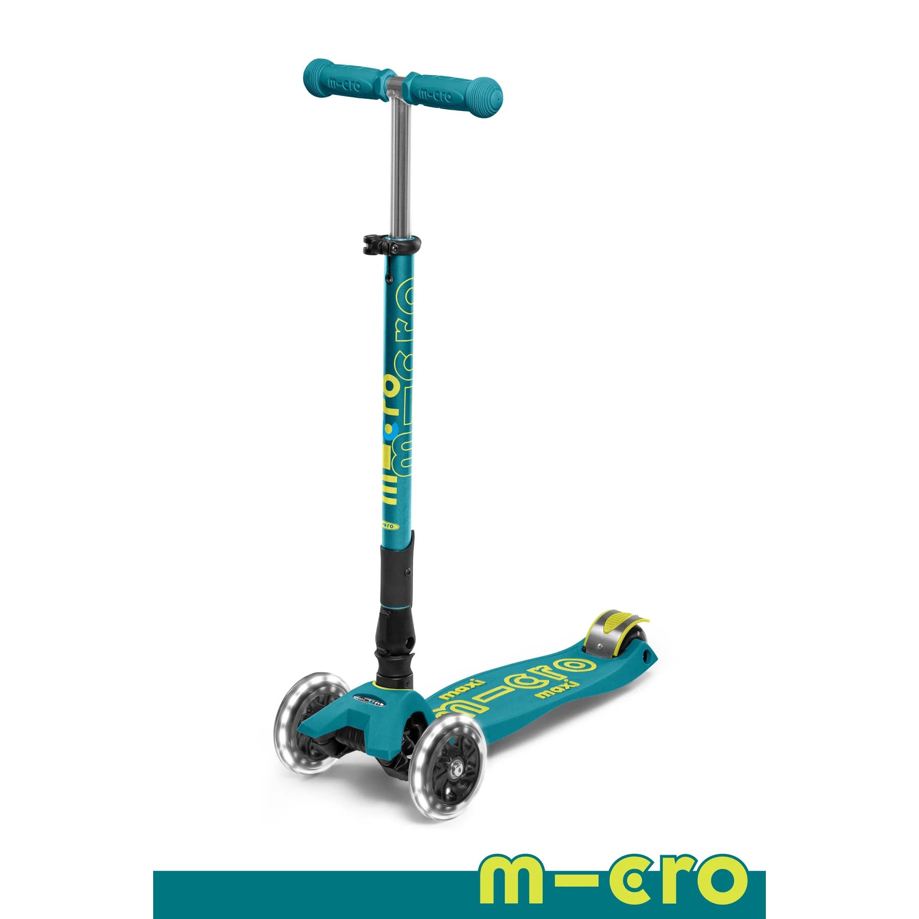 Micro Kickboard Maxi Foldable LED Scooter -  Petrol Green